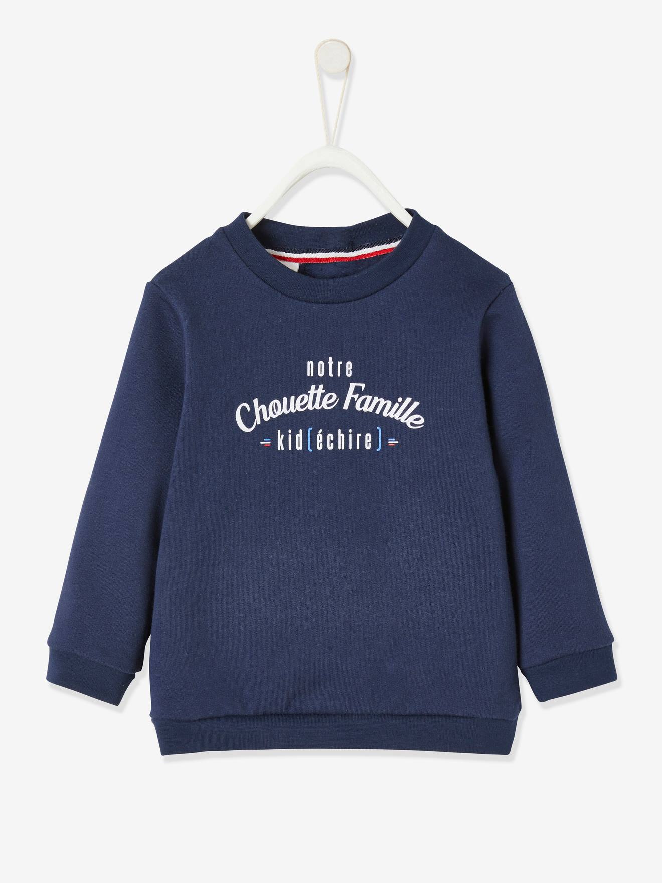 Sweatshirt voor kinderen onze Chouette Famille capsule collectie vertbaudet in biokatoen inkt