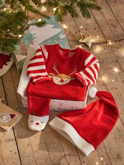 -Kerstcadeauset voor baby met fluwelen pyjamapakje + mutsje