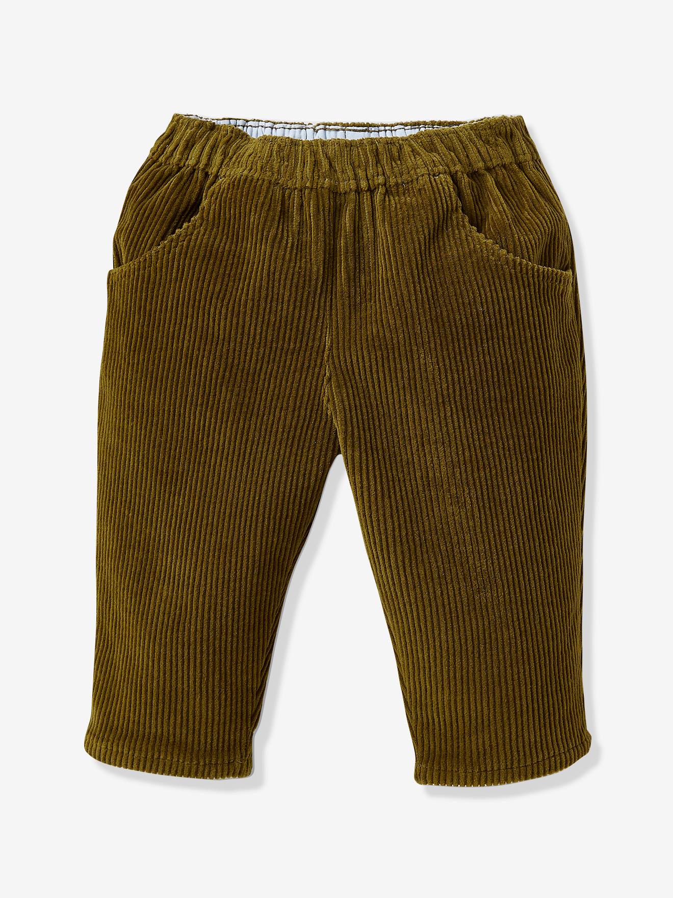 Babybroek in velours bodemgroen