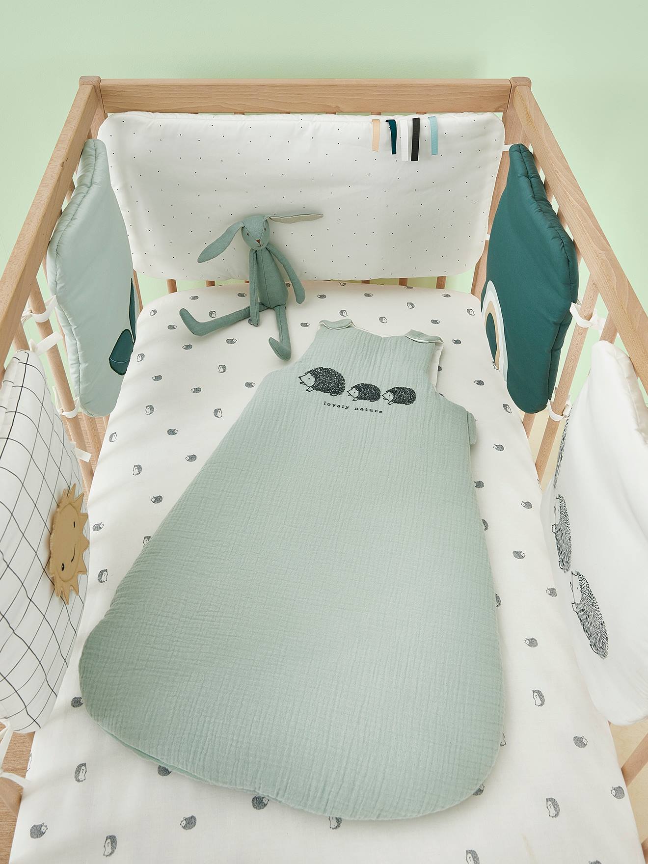 Gewatteerde bedbumpers Bio Collection LOVELY NATURE ivoorkleurig / veelkleurig