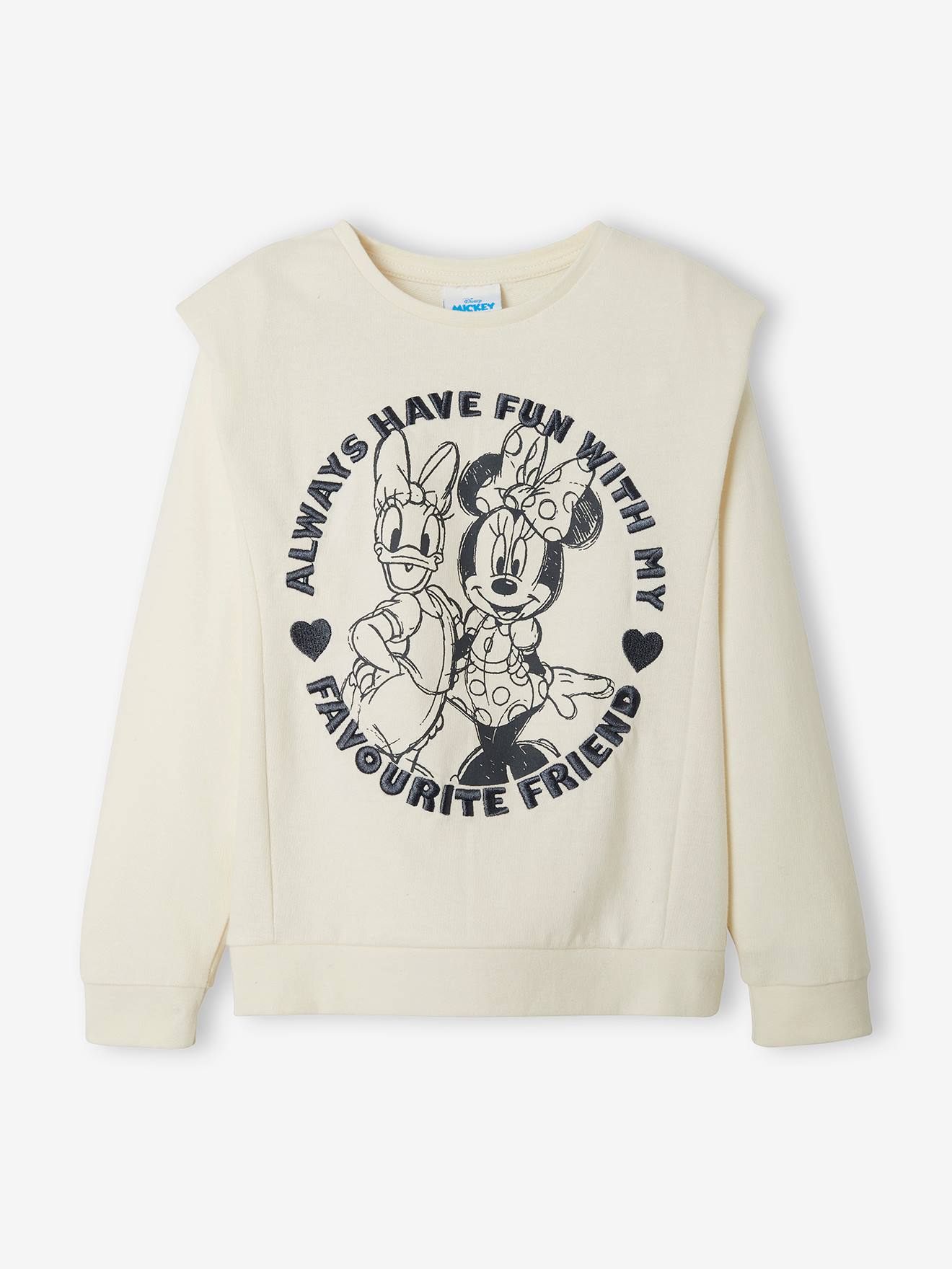 Minnie & Vrienden® meisjessweater met schouderstukken lichtbeige levendig