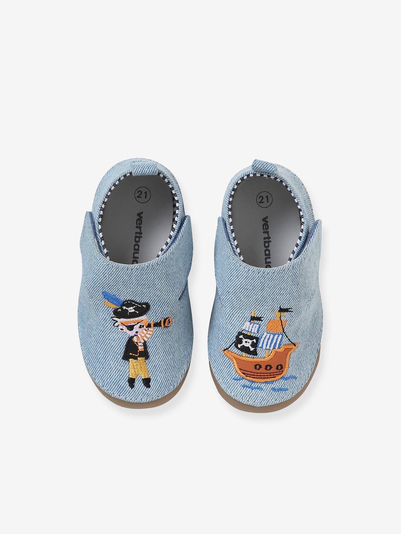 Denim slofjes met klittenband babyjongen denim