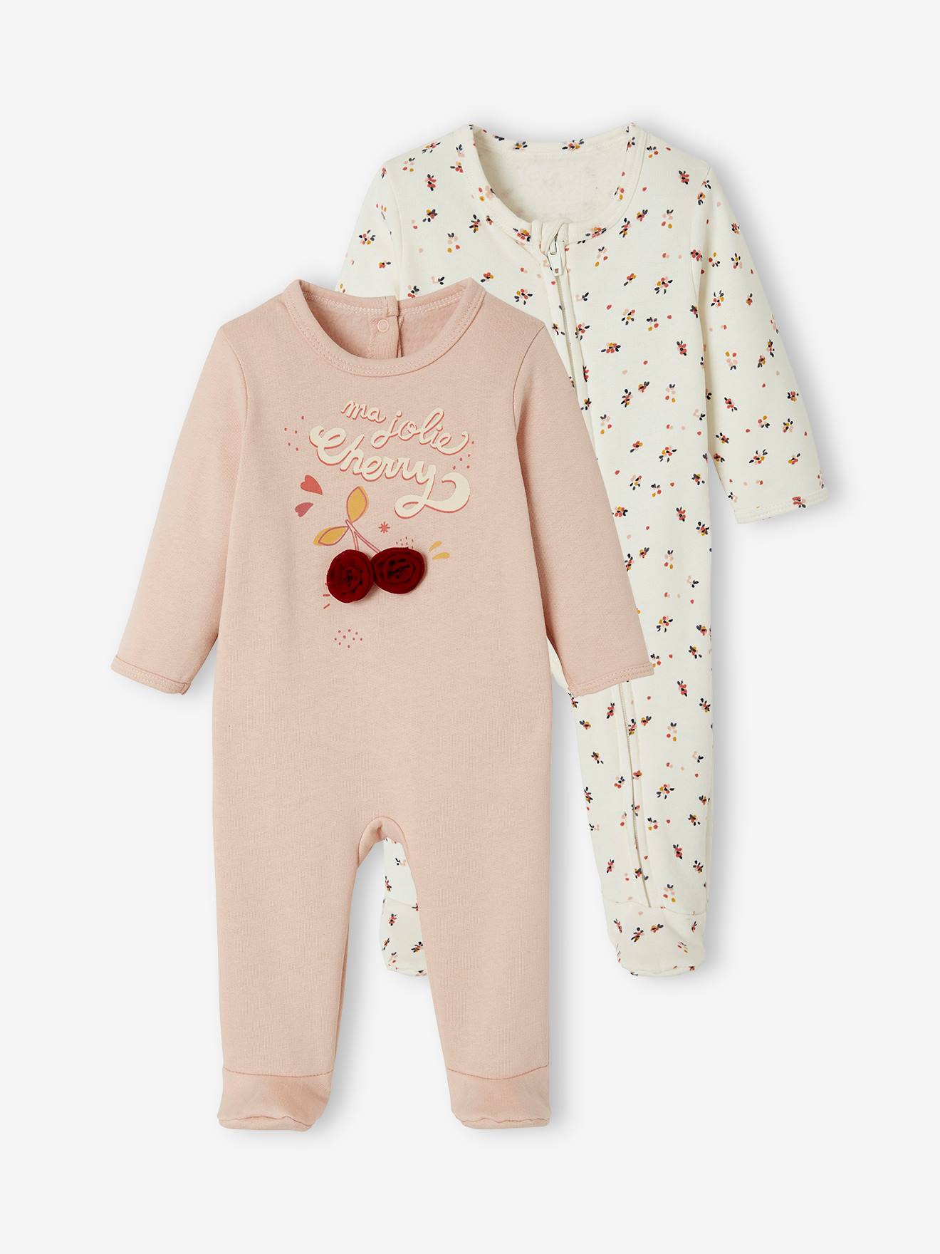 Set van 2 fleece pyjama's baby rokerige roze set