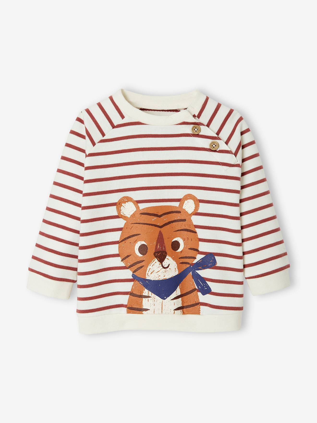 Gestreept sweatshirt van molton baby gestreept bordeauxrood