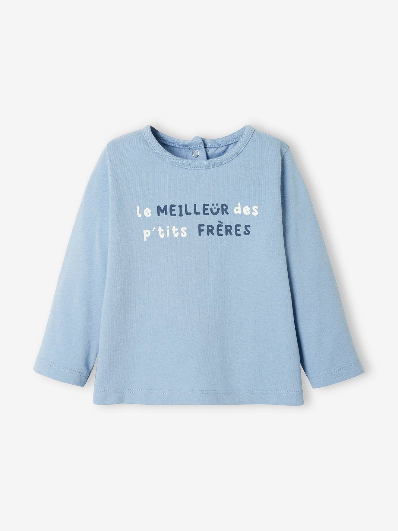 T-shirt met lange mouwen en tekst voor baby's lichtblauw