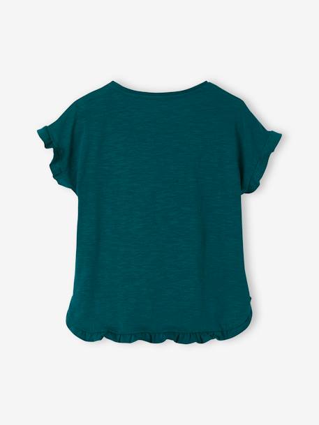 T-shirt met ruches en lovertjes meisje blauwgroen+groen+lichtroze+oudroze - vertbaudet enfant 