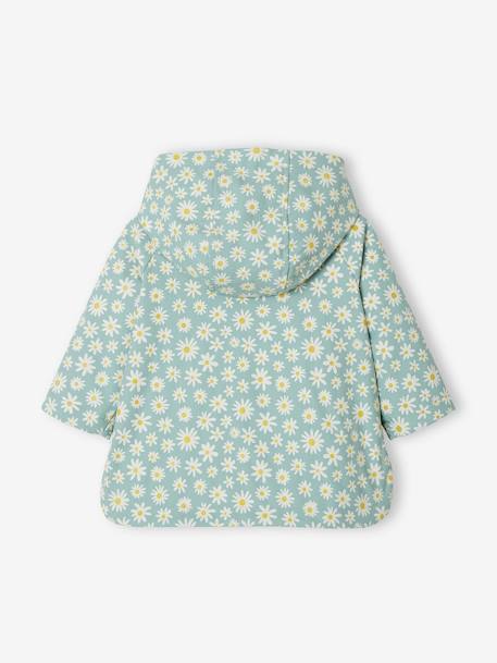 Regenjas met capuchon babymeisje ecru+zeegroen met print - vertbaudet enfant 