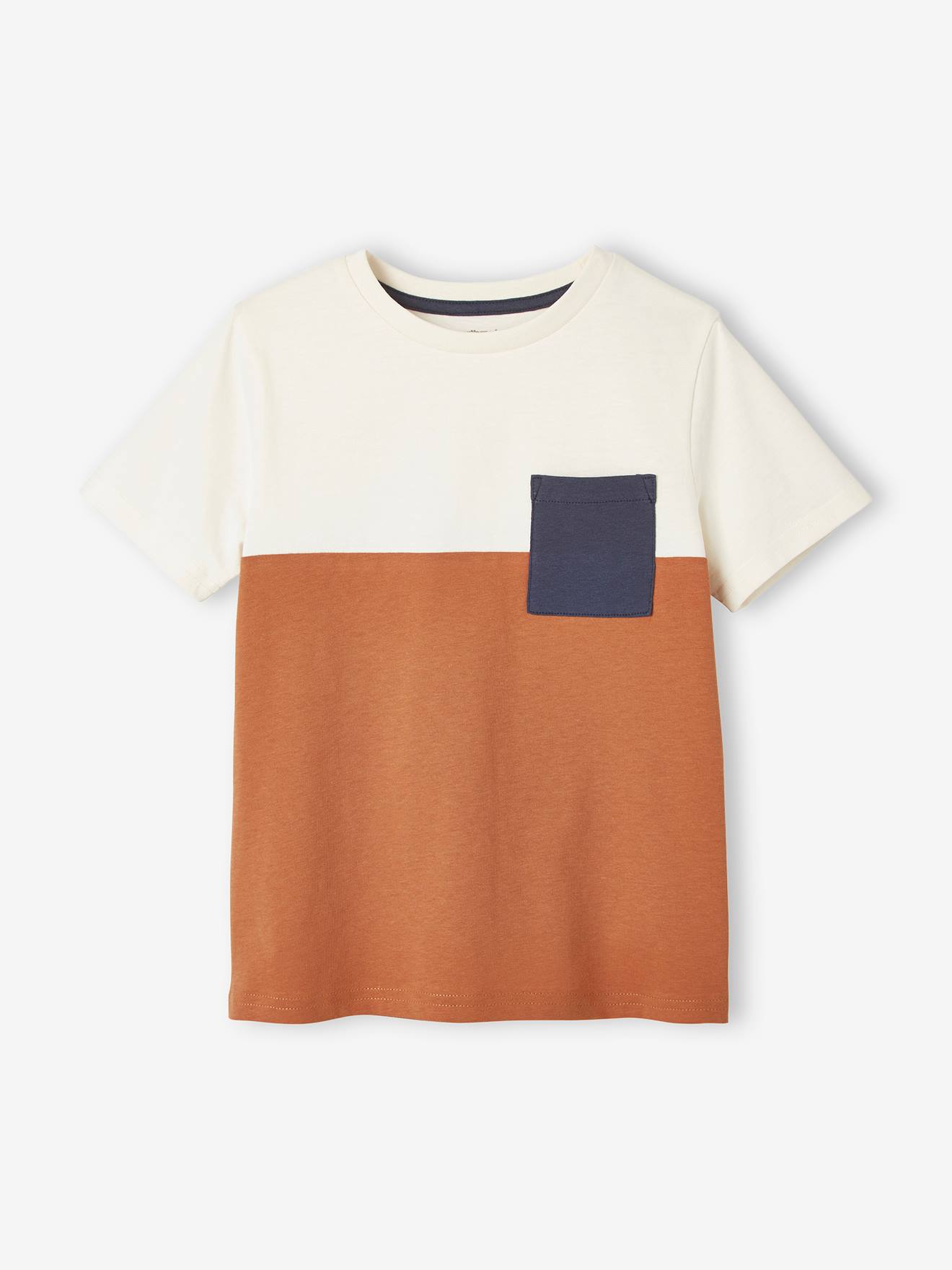 Colorblock jongensshirt met korte mouwen oranje