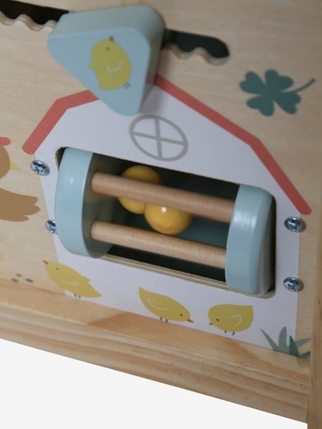 Grote houten activiteitenkubus Beige LOVELY FARM+blauw+roze+Tanzania - vertbaudet enfant 