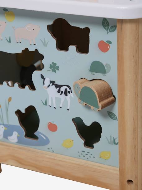 Grote houten activiteitenkubus Beige LOVELY FARM+blauw+roze+Tanzania - vertbaudet enfant 