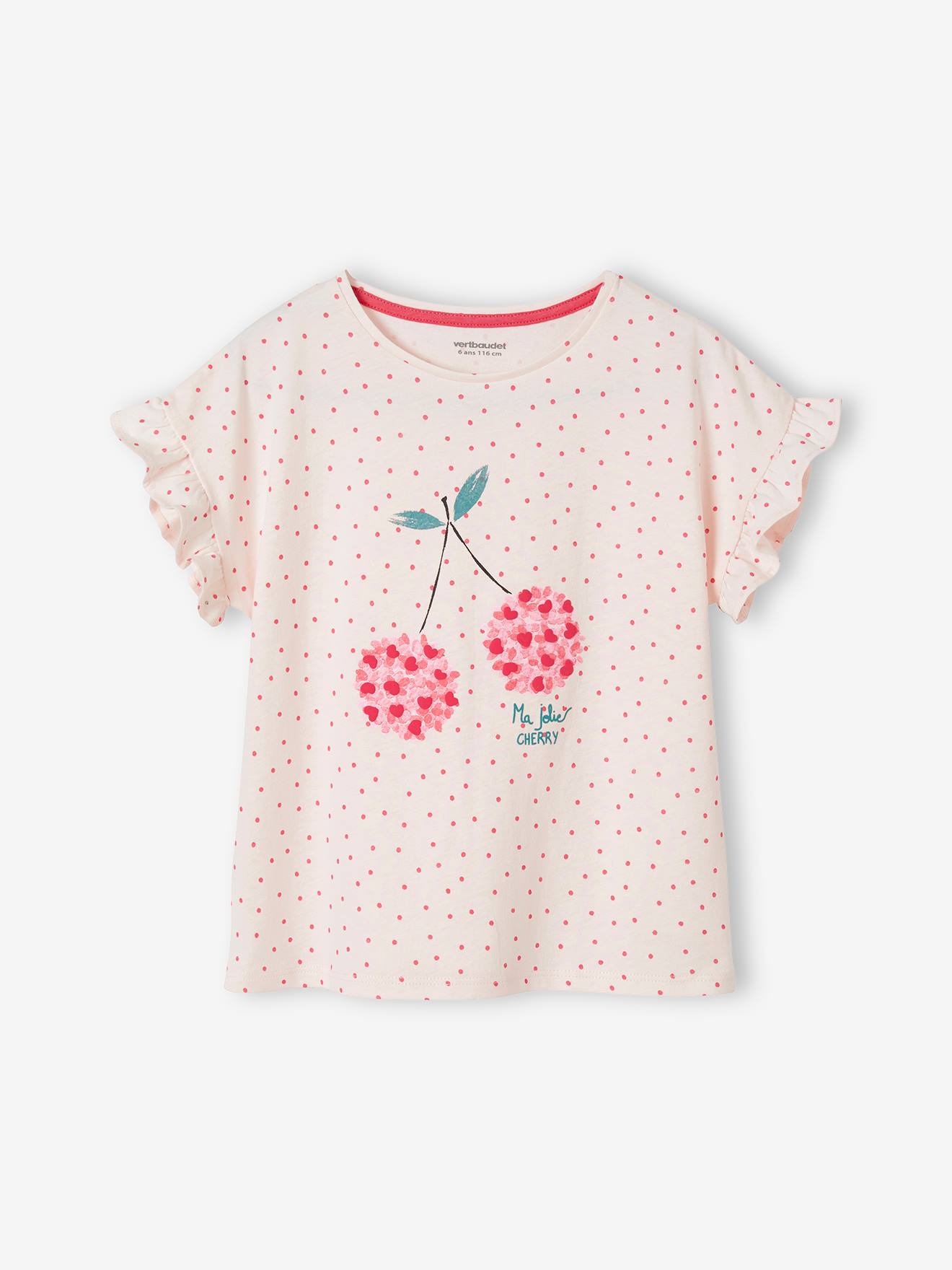 T-shirt met fruitmotief in zwelinkt voor meisjes roze met print