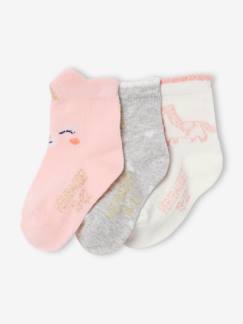 Baby-Sokken, kousen-Set van 3 paar eenhoornsokjes voor meisjesbaby's