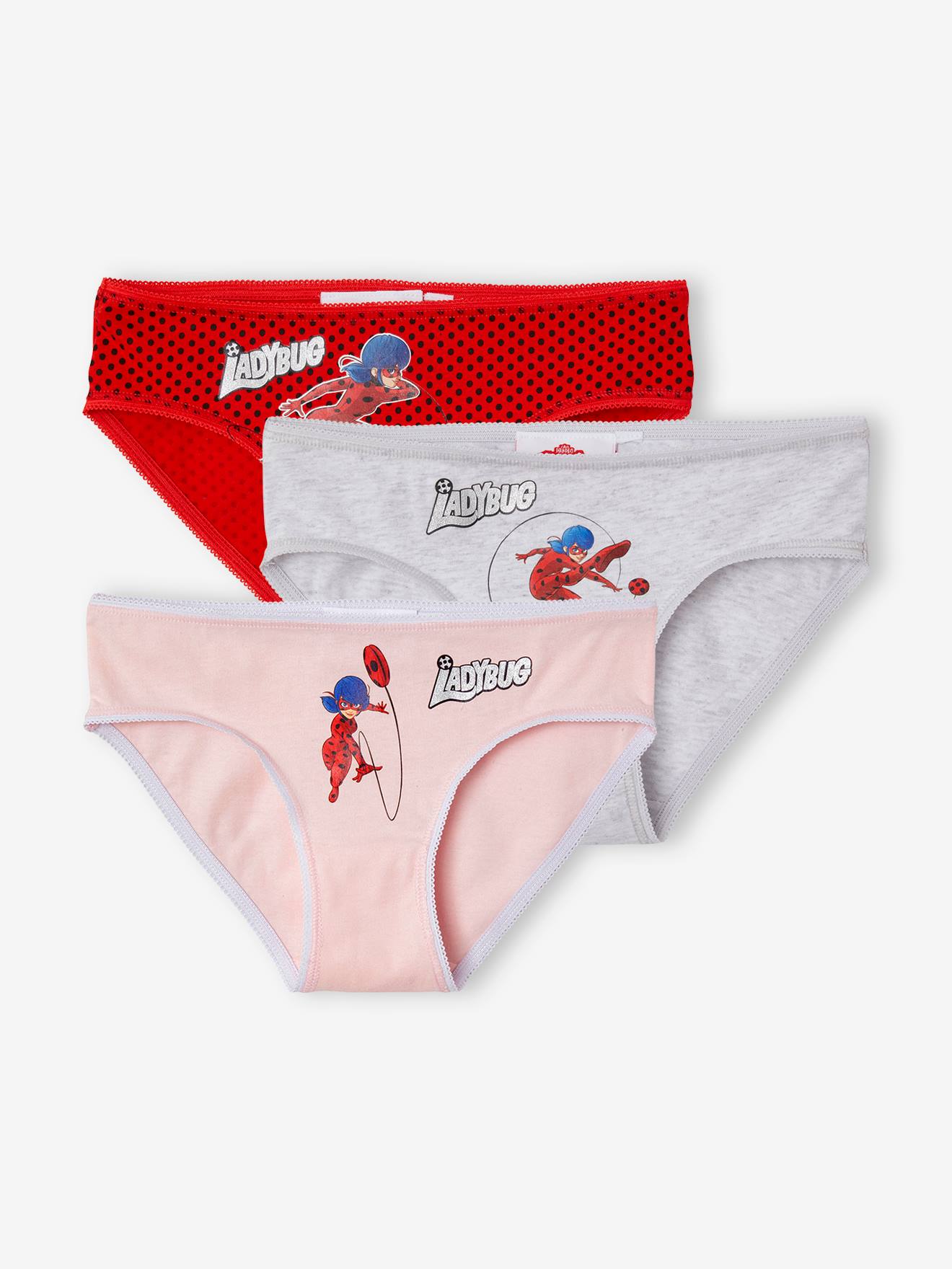 Set van 3 Miraculous® onderbroekjes voor meisjes rood / gechineerd grijs / roze