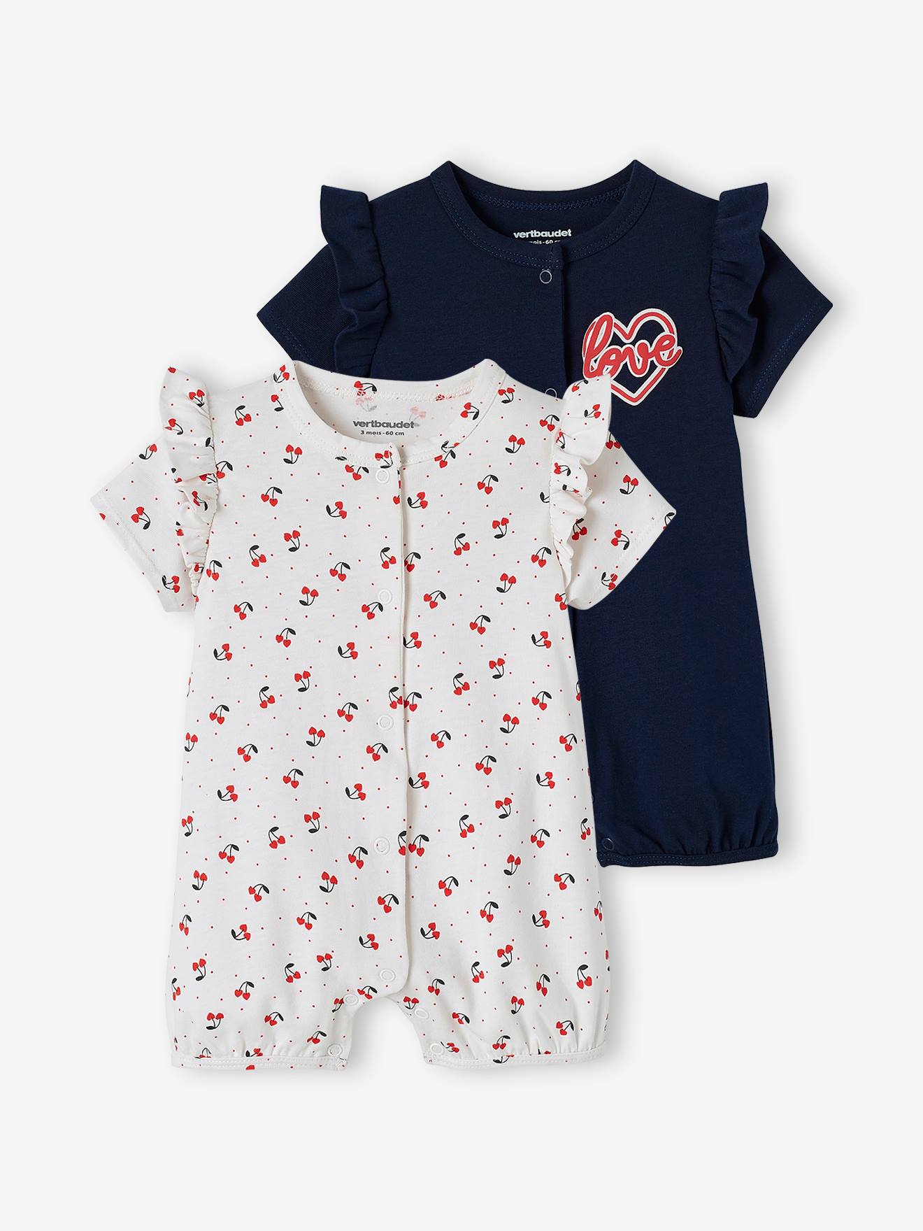 Set van 2 pyjama's playsuit voor babymeisjes set inkt
