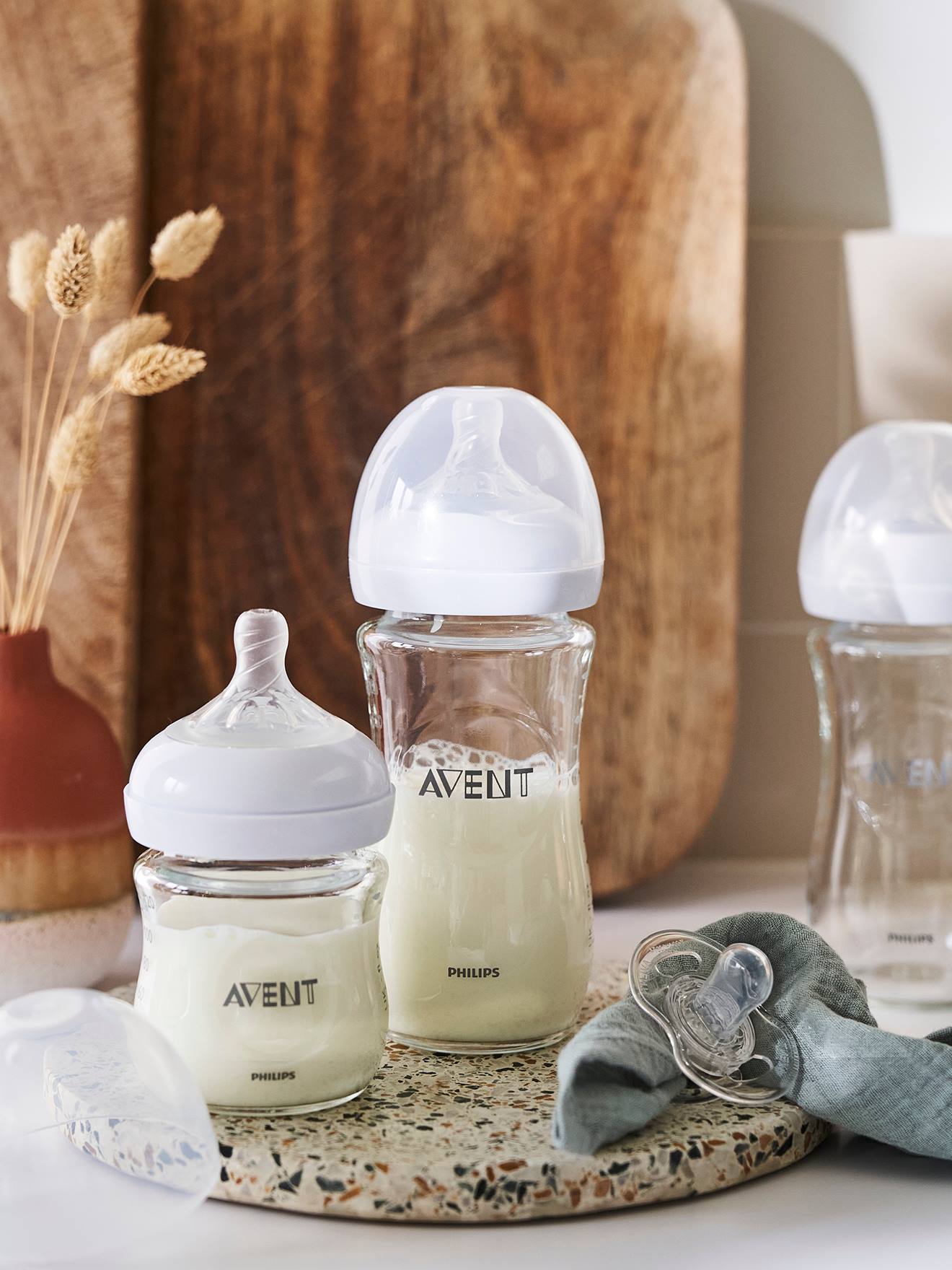 Newborn-set: 3 glazen flesjes + Philips AVENT Natural speen -