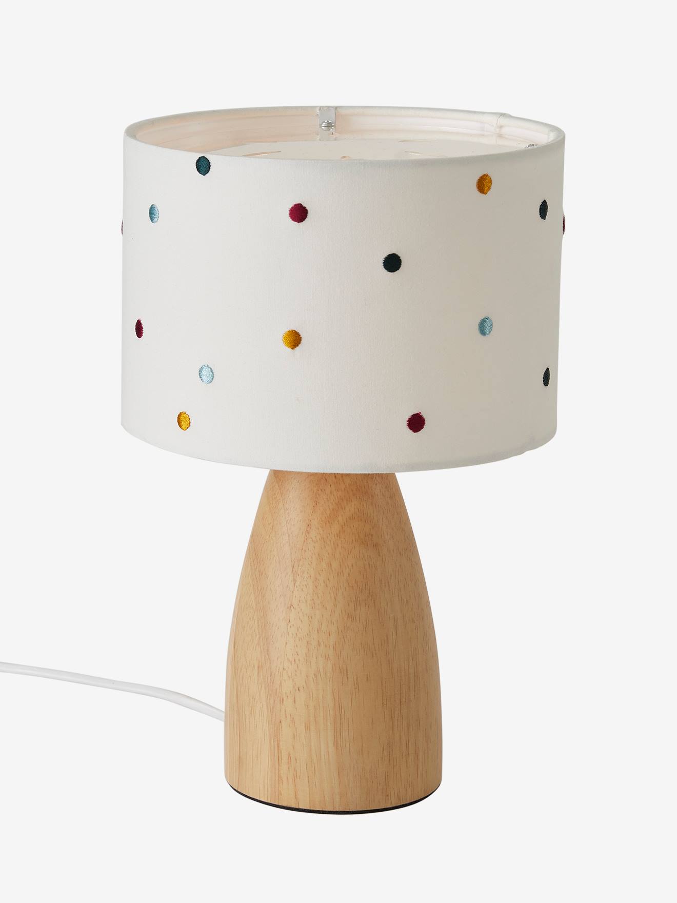 Bedlampje met geborduurde stippen beige /meerkleurig