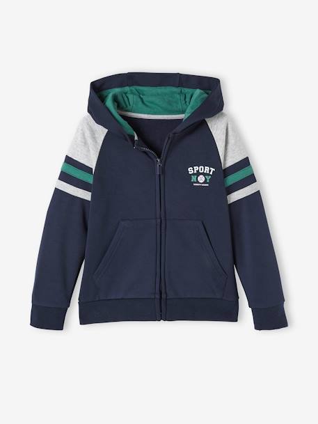 Jongenssportsweater met rits en capuchon Donkerblauw - vertbaudet enfant 