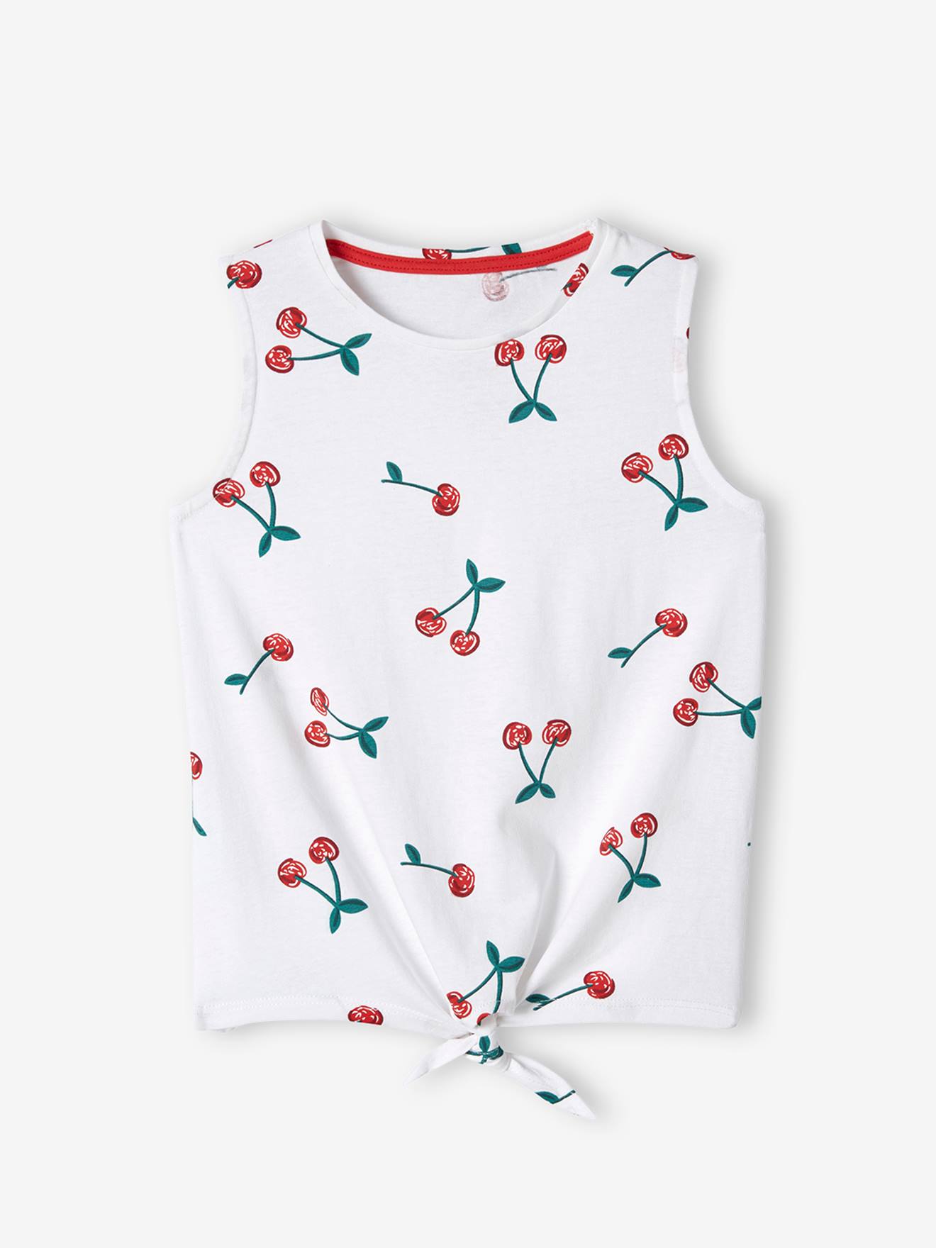 Bedrukte tanktop met knoop voor meisjes wit met print