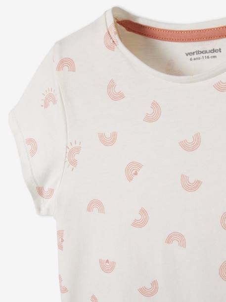 Set van 3 verschillende T-shirts voor meisjes met iriserende details framboos+pastelgeel+saliegroen+set camel+set inktkleur - vertbaudet enfant 