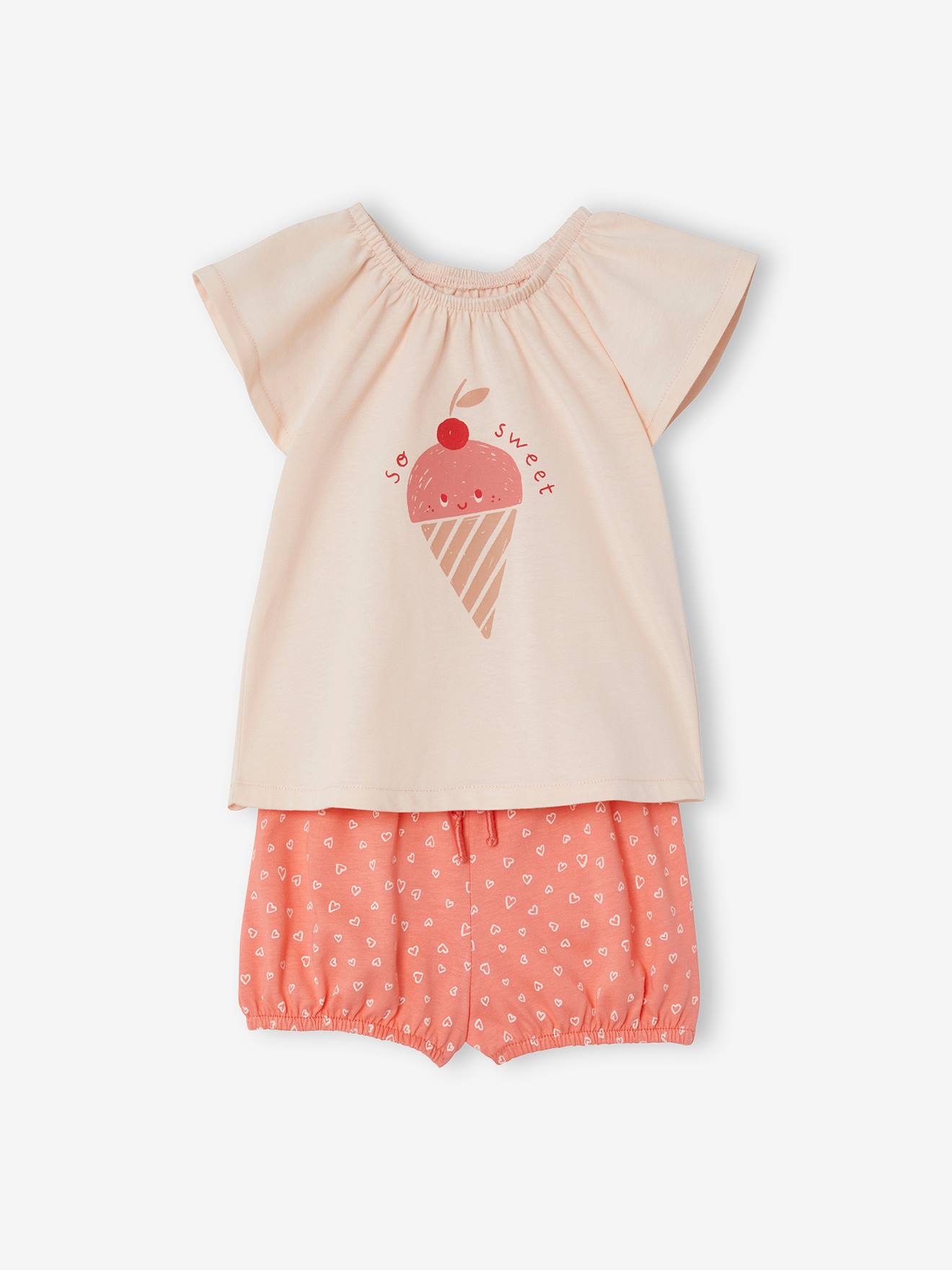 Babyset met T-shirt en short lichtroze