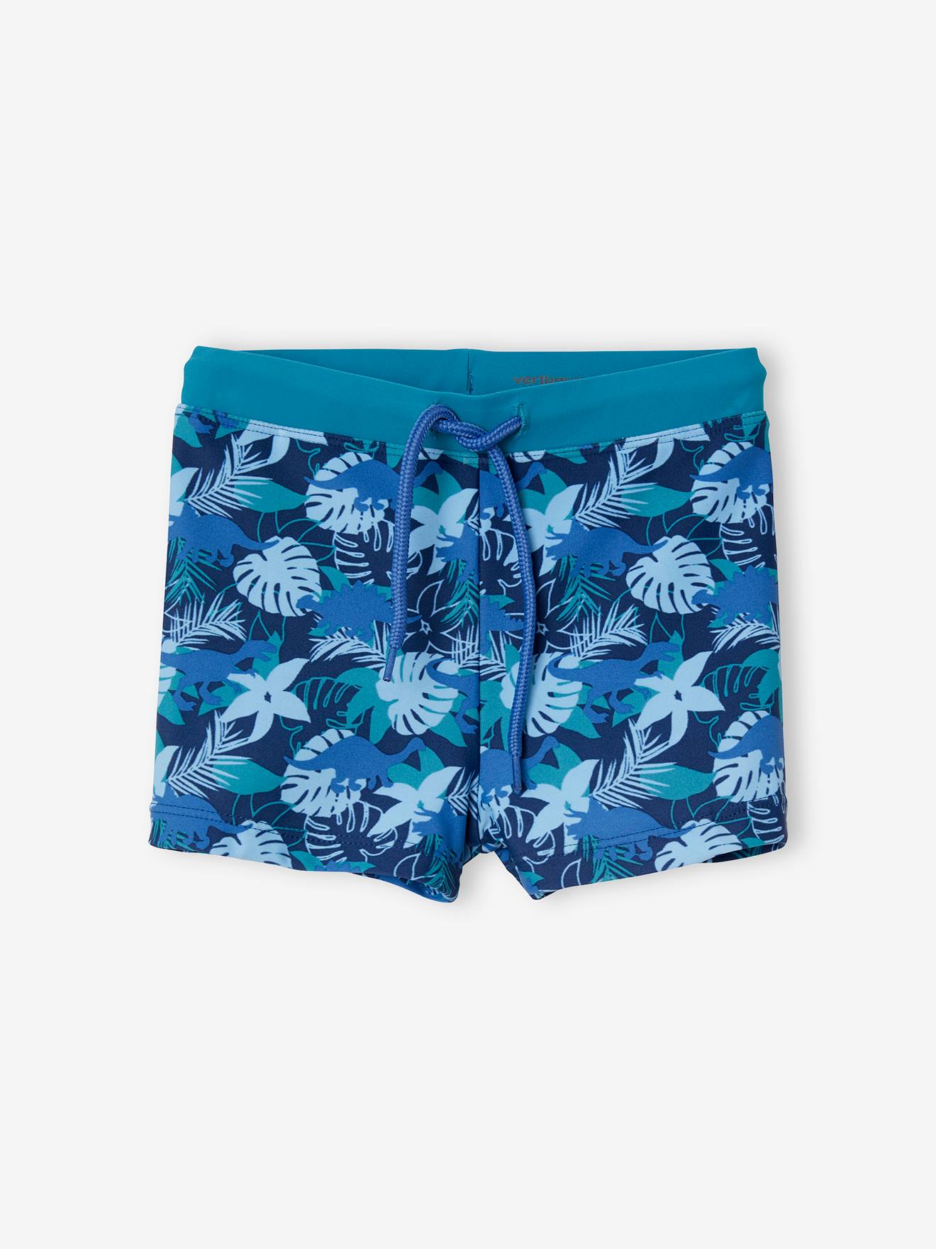 Zwembroek voor jongens met print bedrukt marineblauw