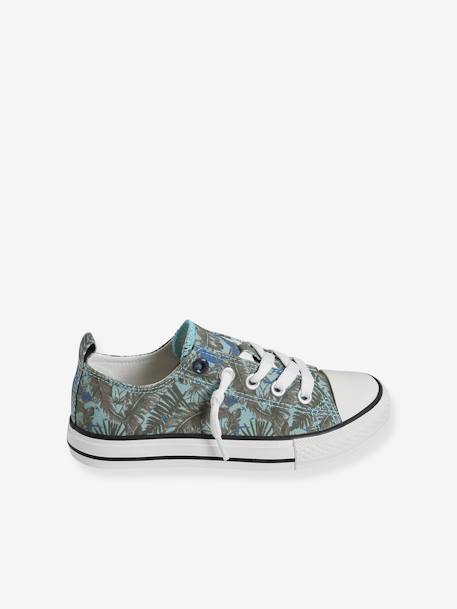 Elastische stoffen sneakers baby jongen groene tropische print+marineblauw+rood - vertbaudet enfant 