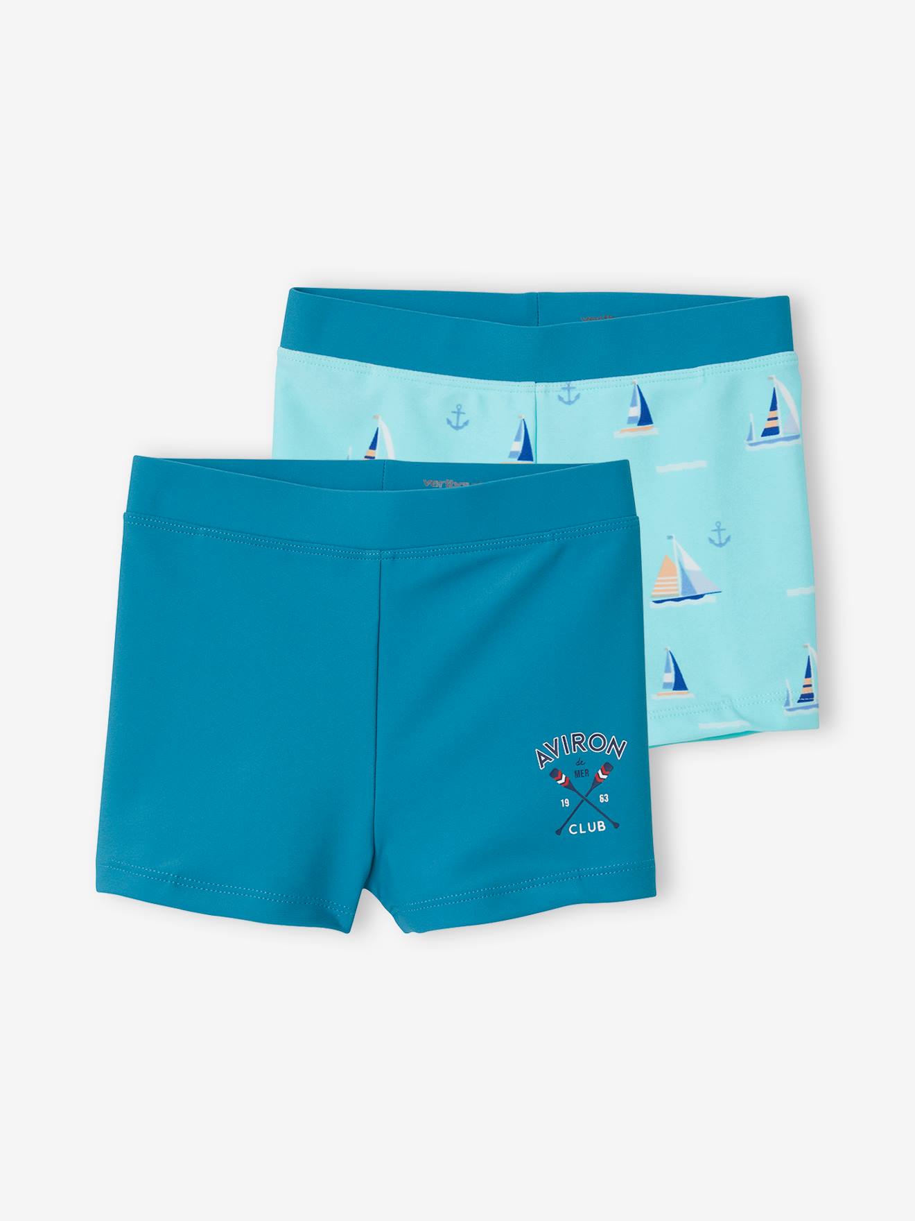 Set van 2 zwembroeken met print voor jongens set donker turquoise