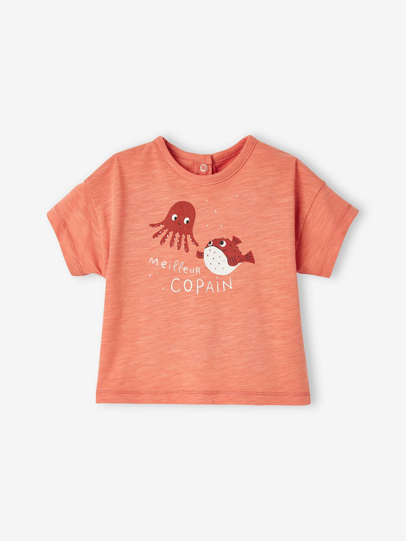 'Zeedieren' baby T-shirt met korte mouwen terracotta