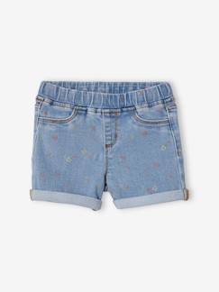 Meisje-Short-Tregging short van jeans met bloemenprint voor meisjes