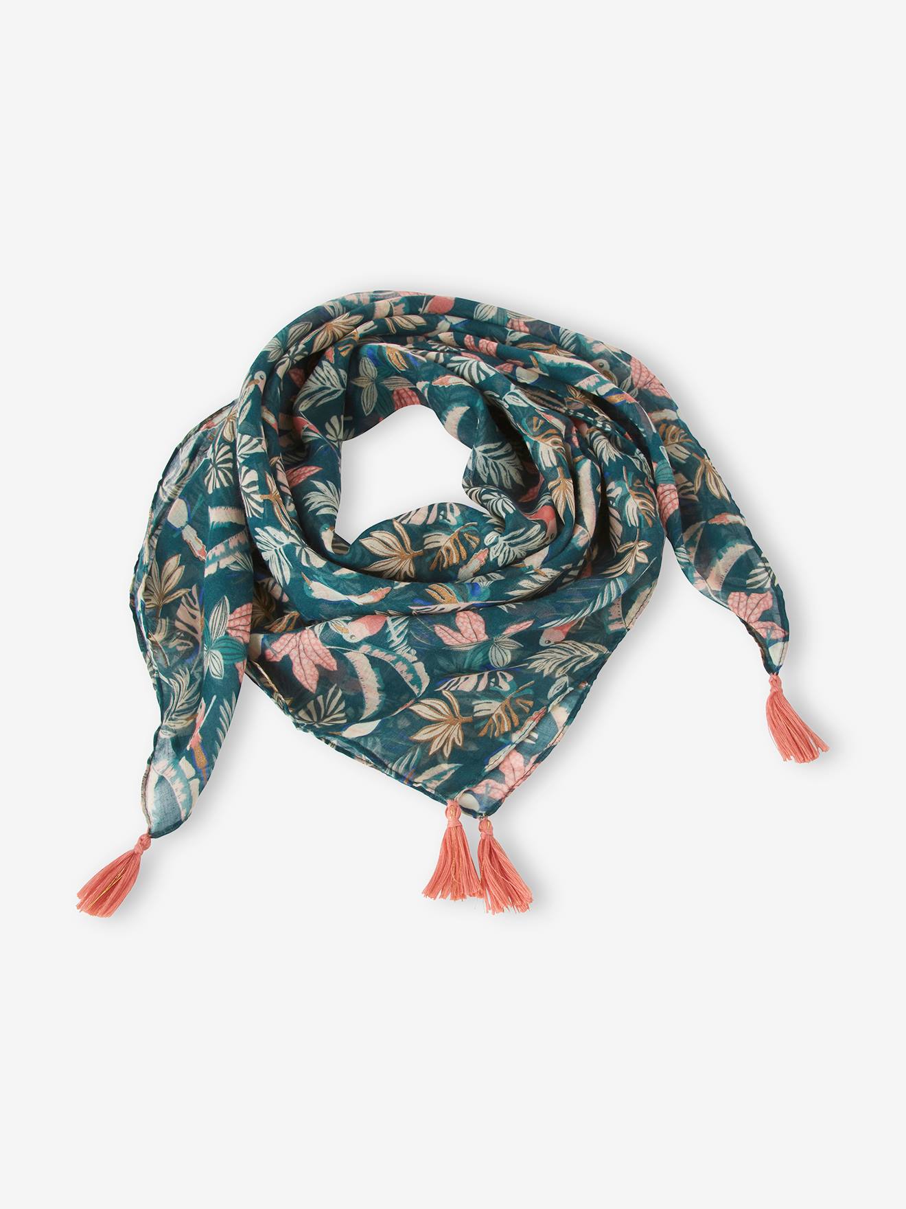 Exotische bedrukte sjaal voor meisjes Oeko Tex® groen met print