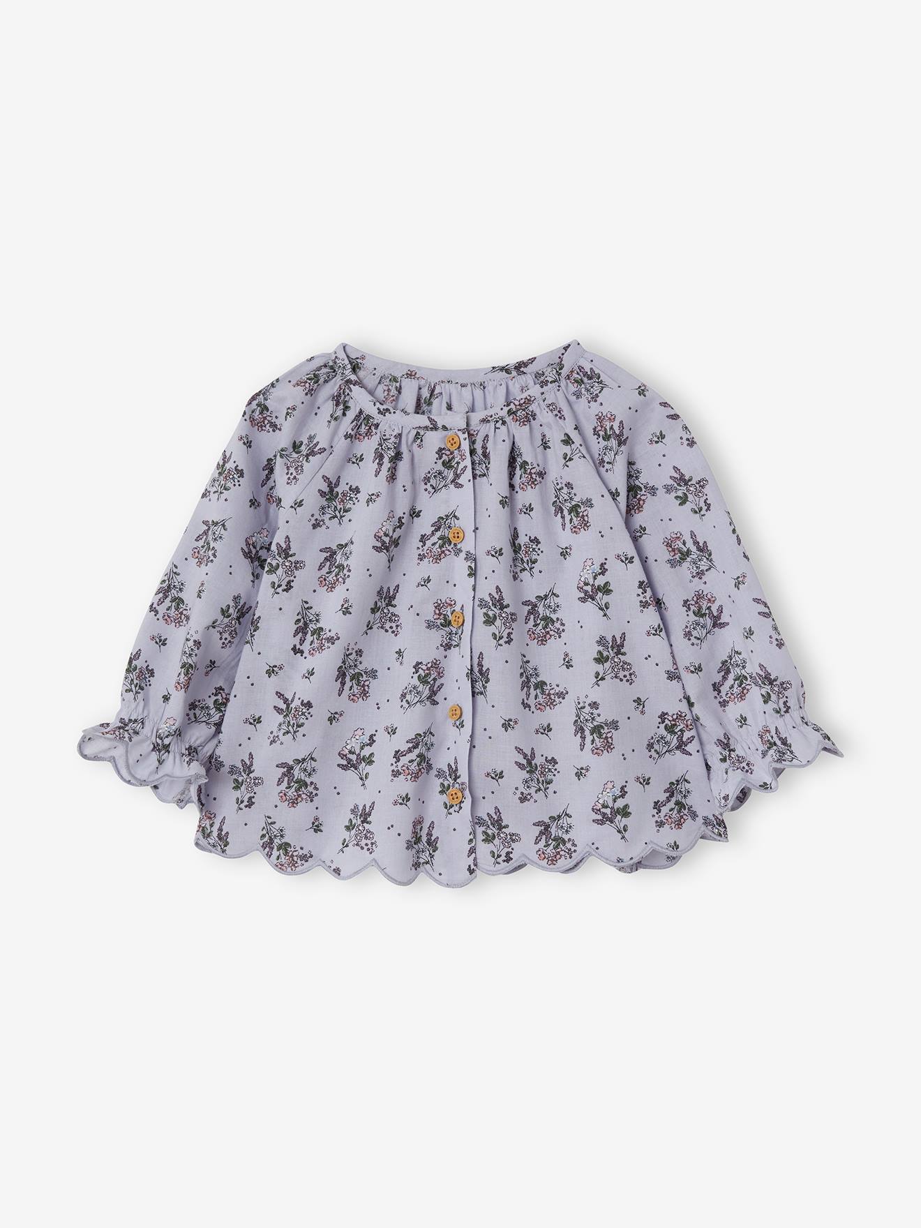 Bedrukte babyblouse met hoofdband blauw bedrukt