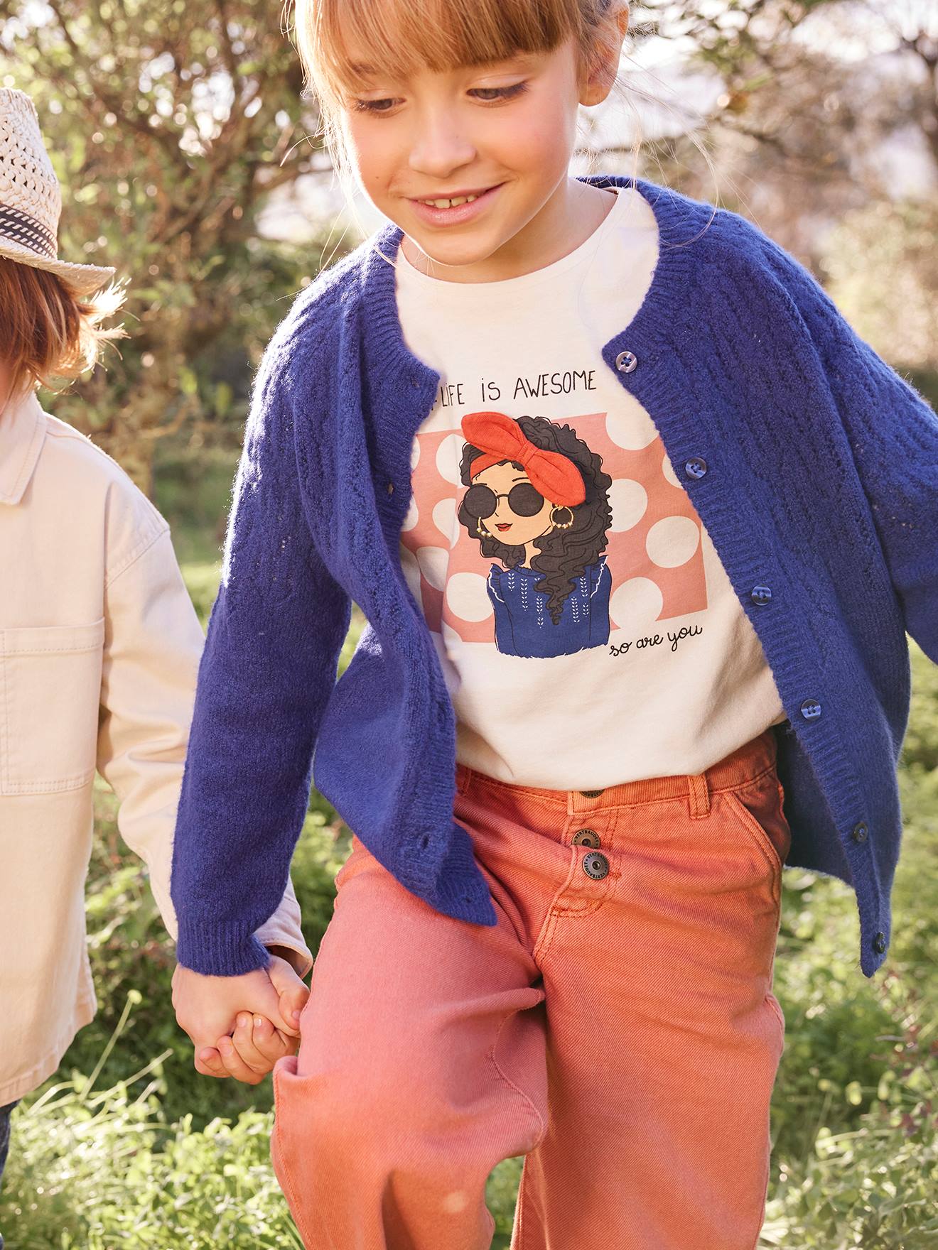 Meisjesvest van opengewerkt mesh, schuim blauw