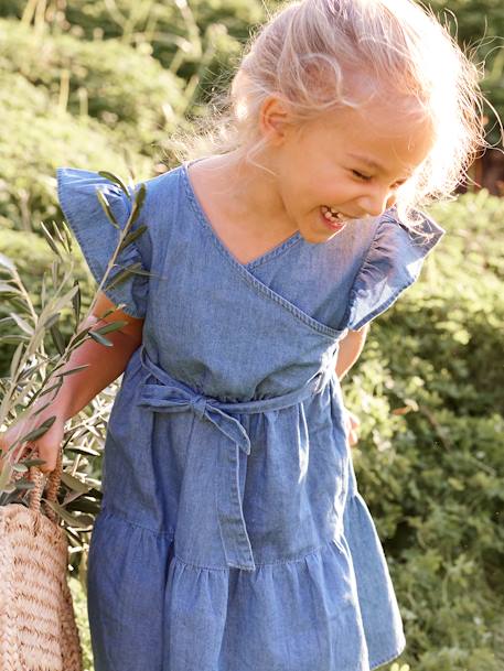 Overslagjurk van licht denim voor meisjes stone - vertbaudet enfant 