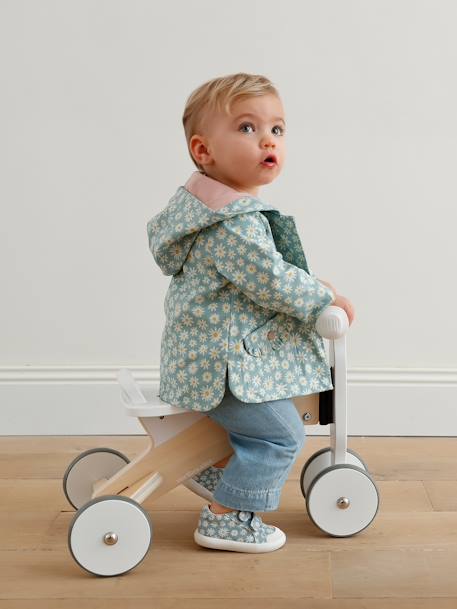 Regenjas met capuchon babymeisje ecru+zeegroen met print - vertbaudet enfant 