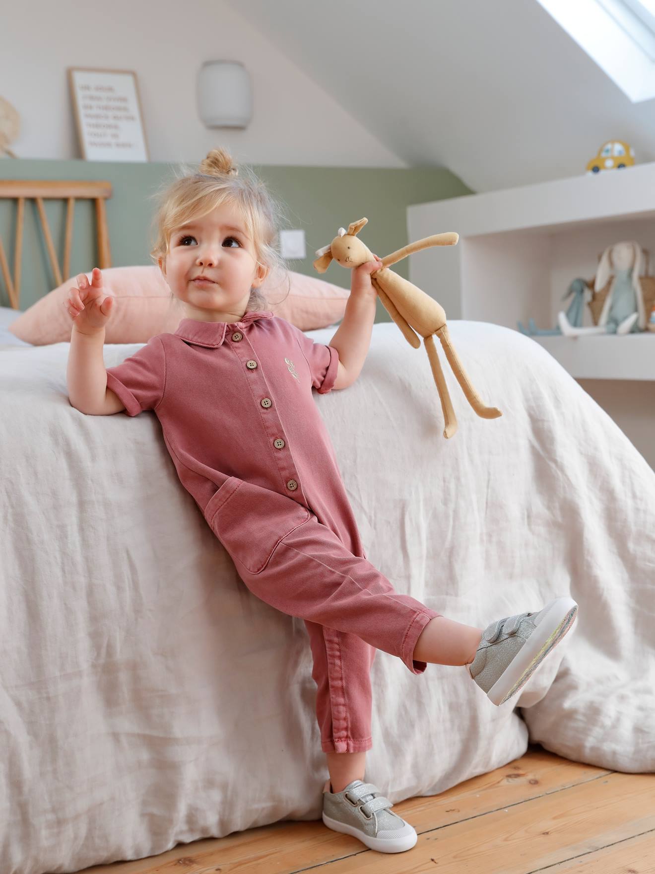 Babypakje met korte mouwen rozenhout