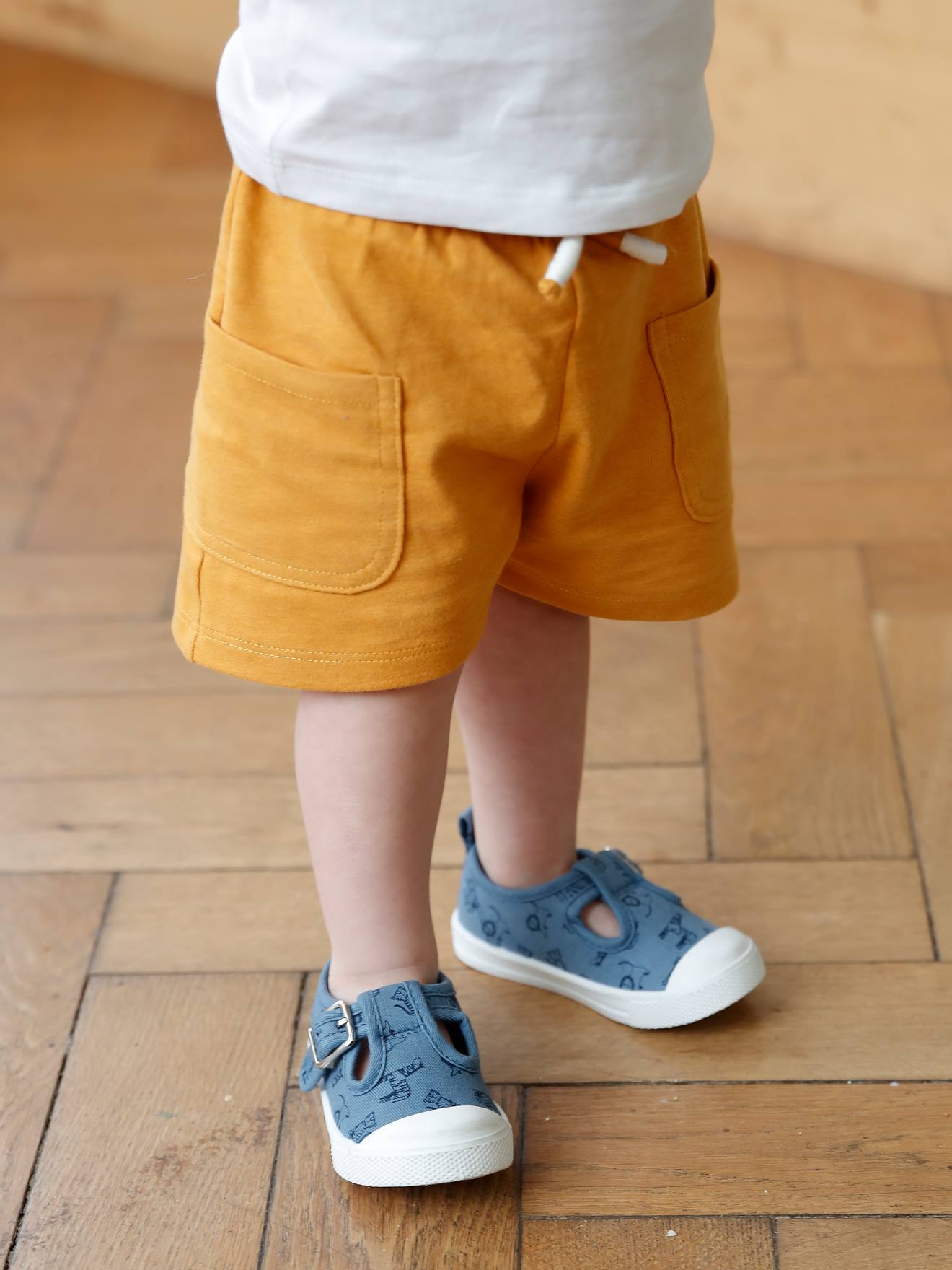 Stoffen schoentjes voor babyjongens blauw