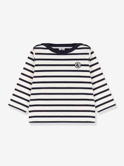 Baby-T-shirt, souspull-T-shirt-Baby matrozenmutsje met lange mouwen in biokatoen PETIT BATEAU