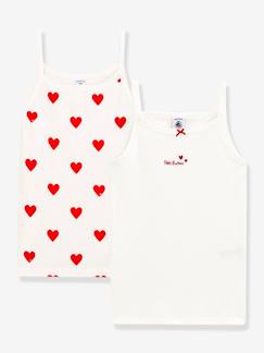 Meisje-Ondergoed-Set van 2 katoenen hartjeshemden voor kleine meisjes - PETIT BATEAU