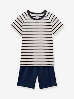 Jongens- Pyjama, surpyjama-Katoenen gestreepte pyjama voor kleine jongens - PETIT BATEAU