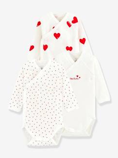 Baby-Set van 3 babyrompertjes met lange mouwen in biokatoen PETIT BATEAU