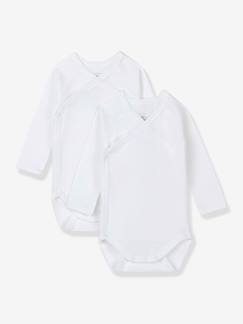 Baby-Body-Set van 2 babyrompertjes met lange mouwen in biologisch katoen PETIT BATEAU