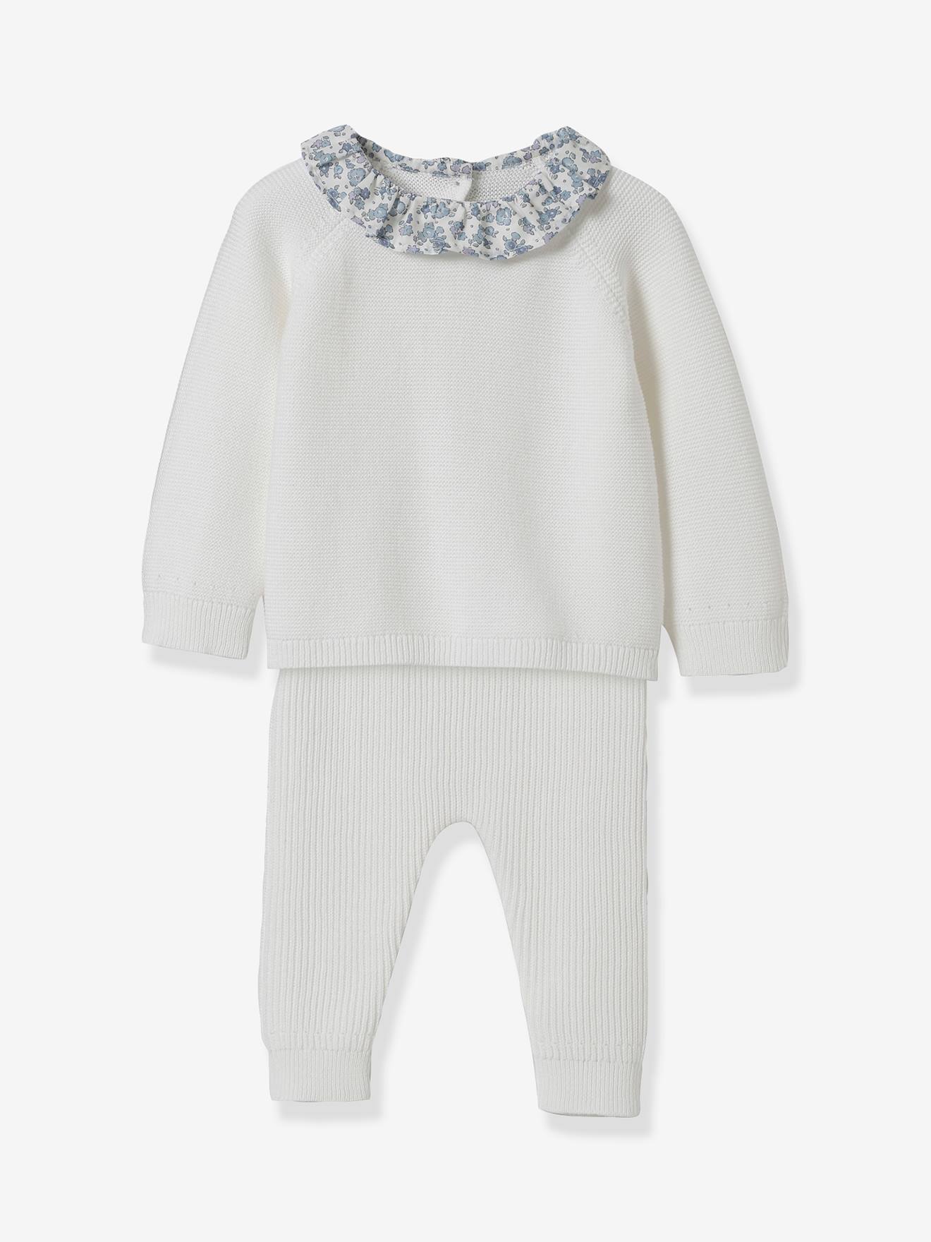 Babysetje in tricot en Liberty-stof - Biokatoen ecru/liberty ella en libby (bl