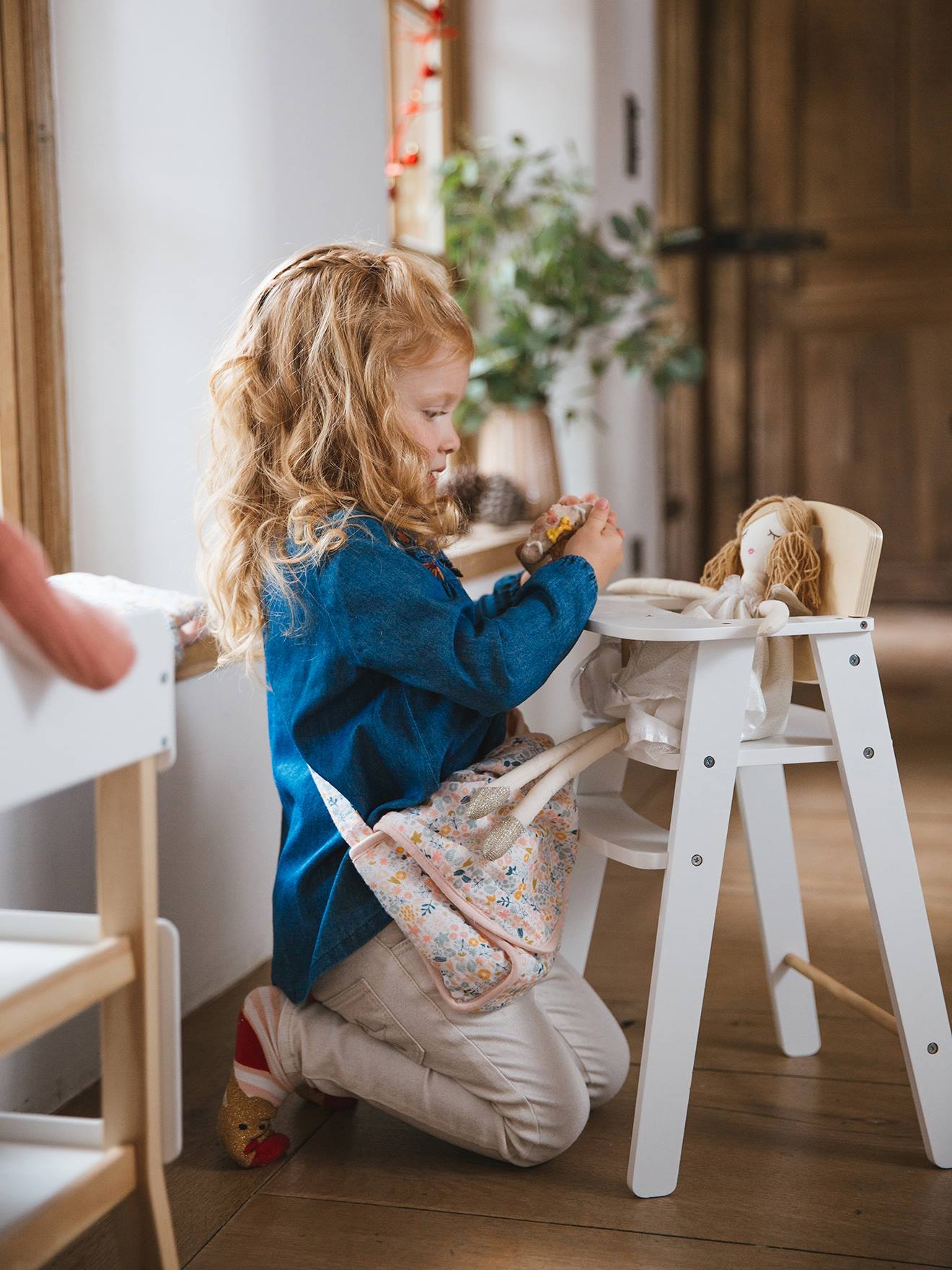 Houten kinderstoel pop roze