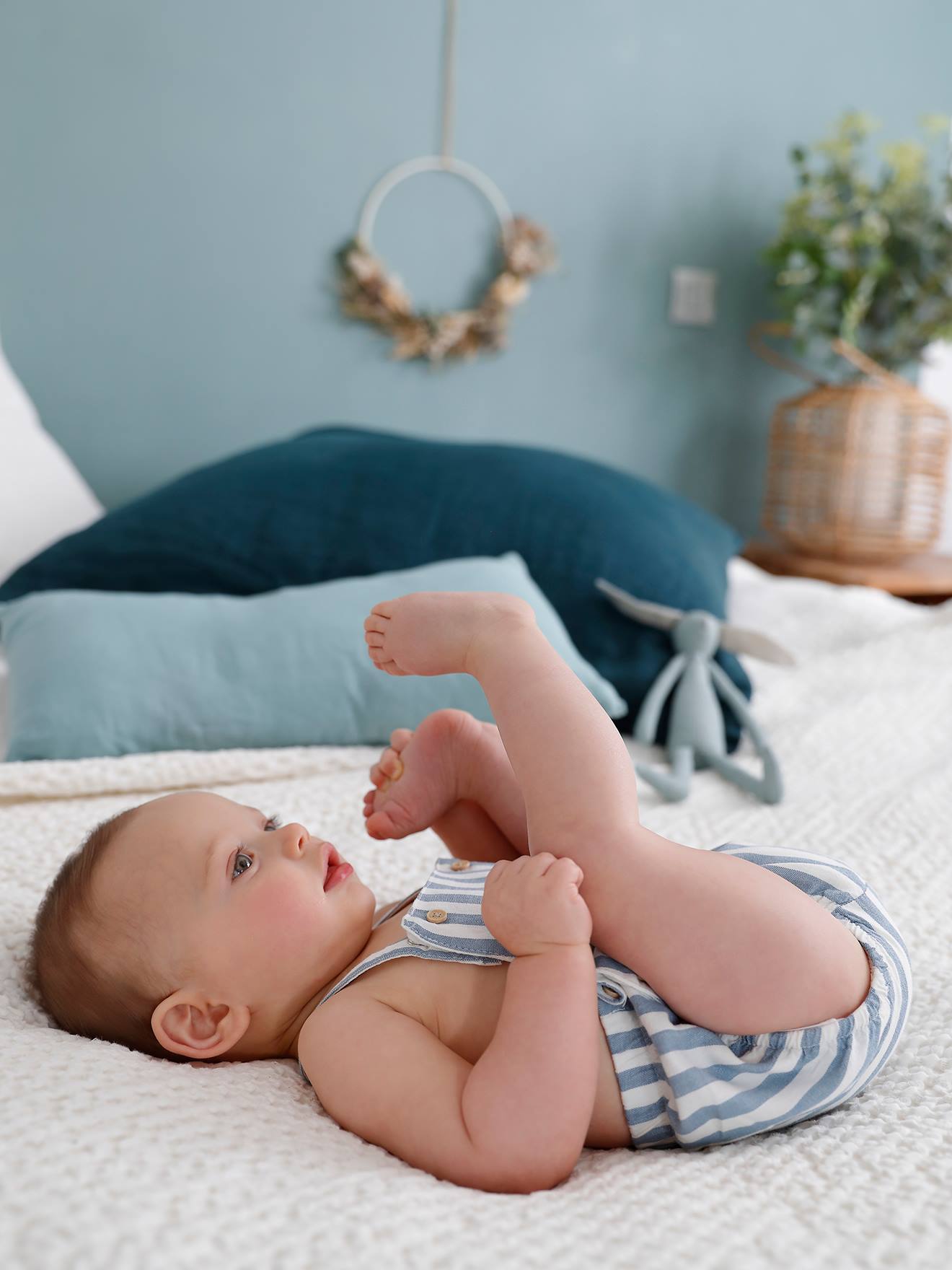 Boxpakje baby gestreept chambrayblauw