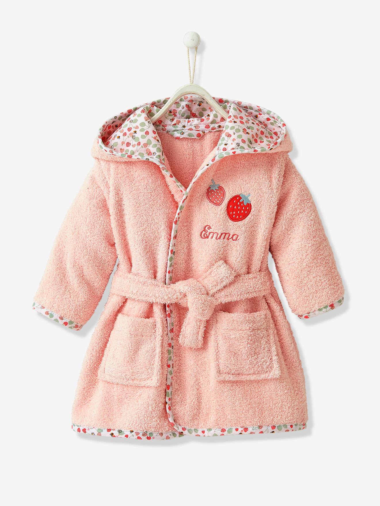 Personaliseerbare babybadjas JARDIN DES ABEILLES roze afbeelding 1