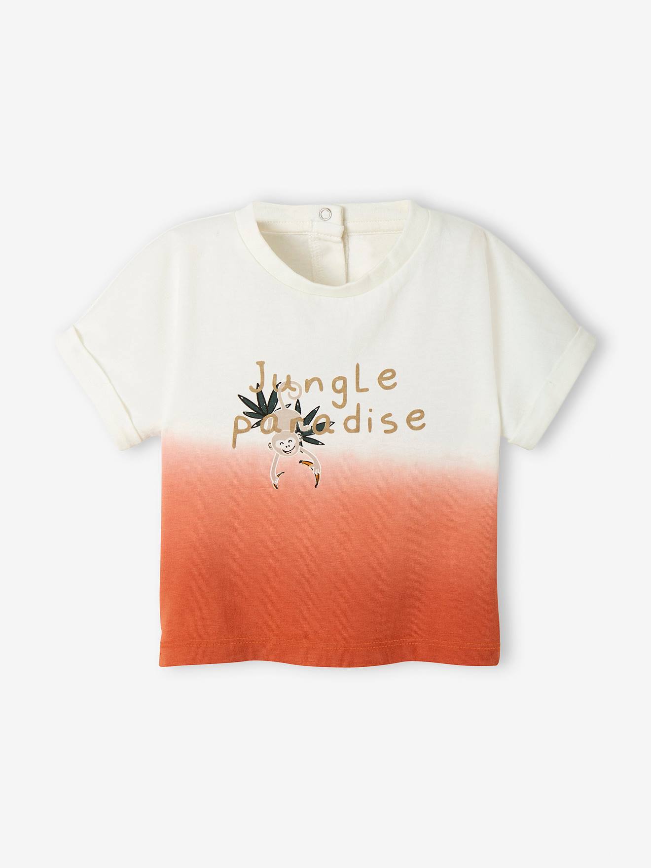 Baby T-shirt "aap" met korte mouwen grijs oranje