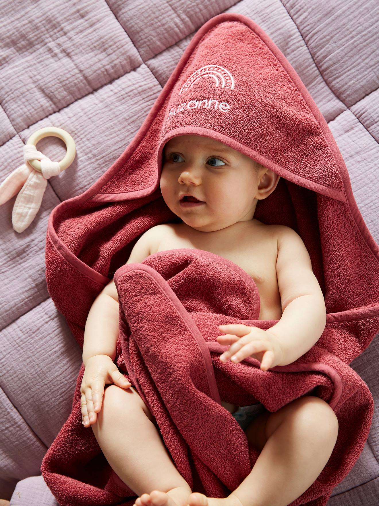 Baby bad cape 0-2 jaar in palissander katoen gaas aanpasbaar Kleding Unisex kinderkleding Pyjamas & Badjassen Jurken borduurwerk 