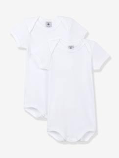 Baby-Body-Set van 2 rompertjes met US-opening en korte mouwen in biokatoen PETIT BATEAU