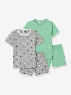 Jongens- Pyjama, surpyjama-Set van 2 katoenen jongenspyjama's met ster en ribbels PETIT BATEAU