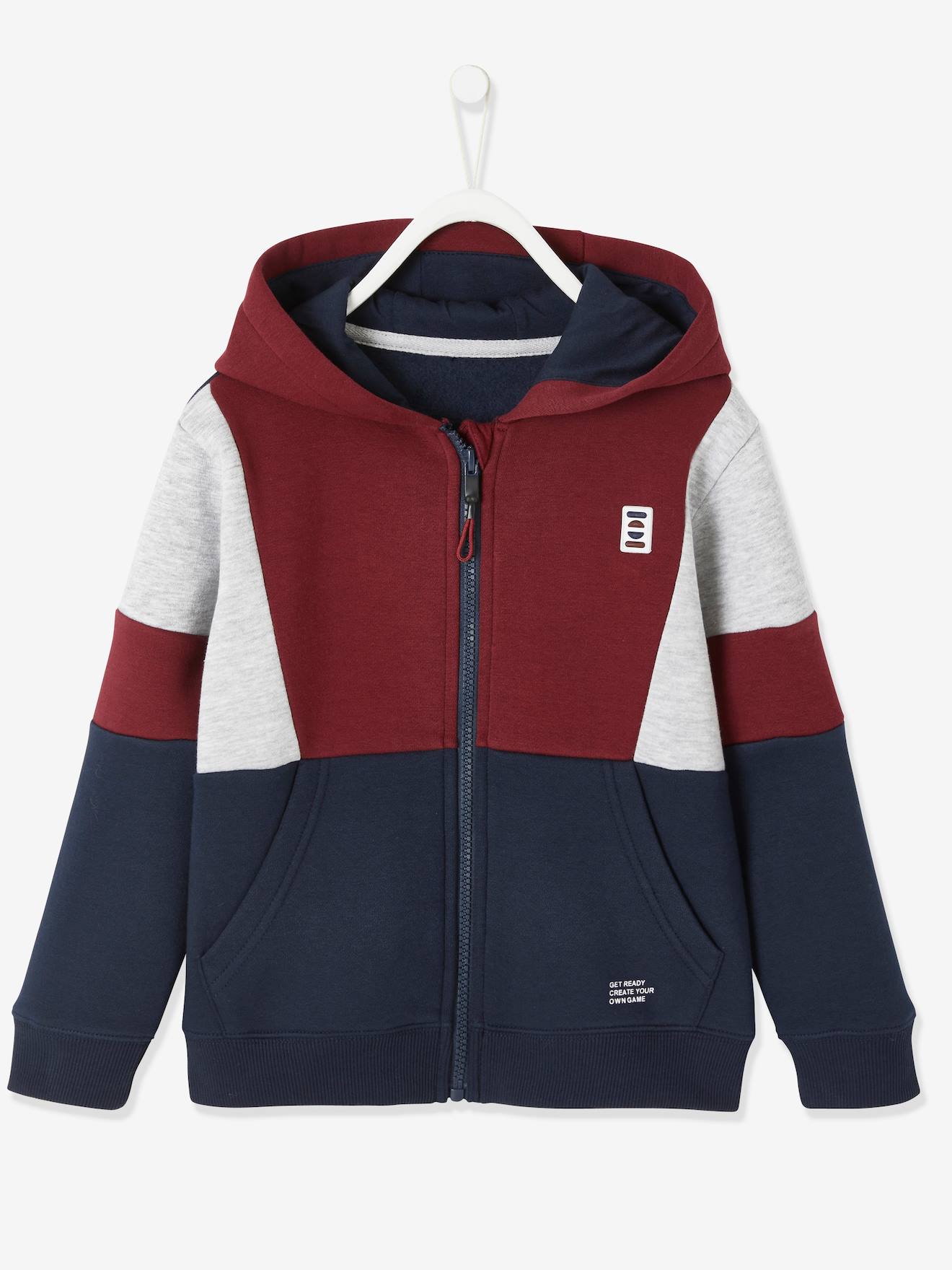 Colourblock sportsweater met rits voor jongens marine